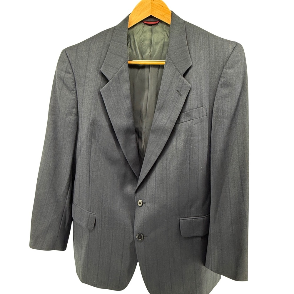 Hart Schaffner Marx Heritage Plus Mens 46R Navy Blue Pinstripe Blazer Sport Coat